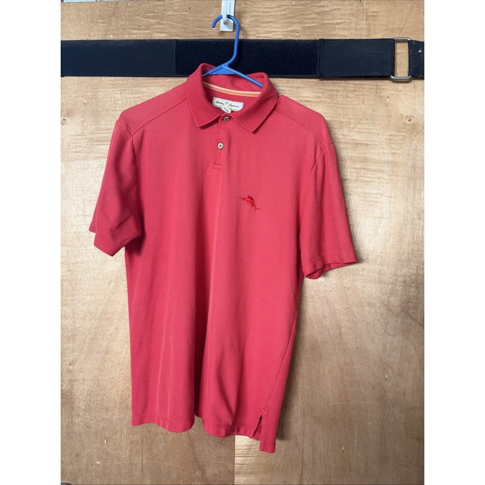 Vintage Tommy Bahama Orange  RedPolo Short Sleeve‎ Cotton Blend Men's Shirt Sz M